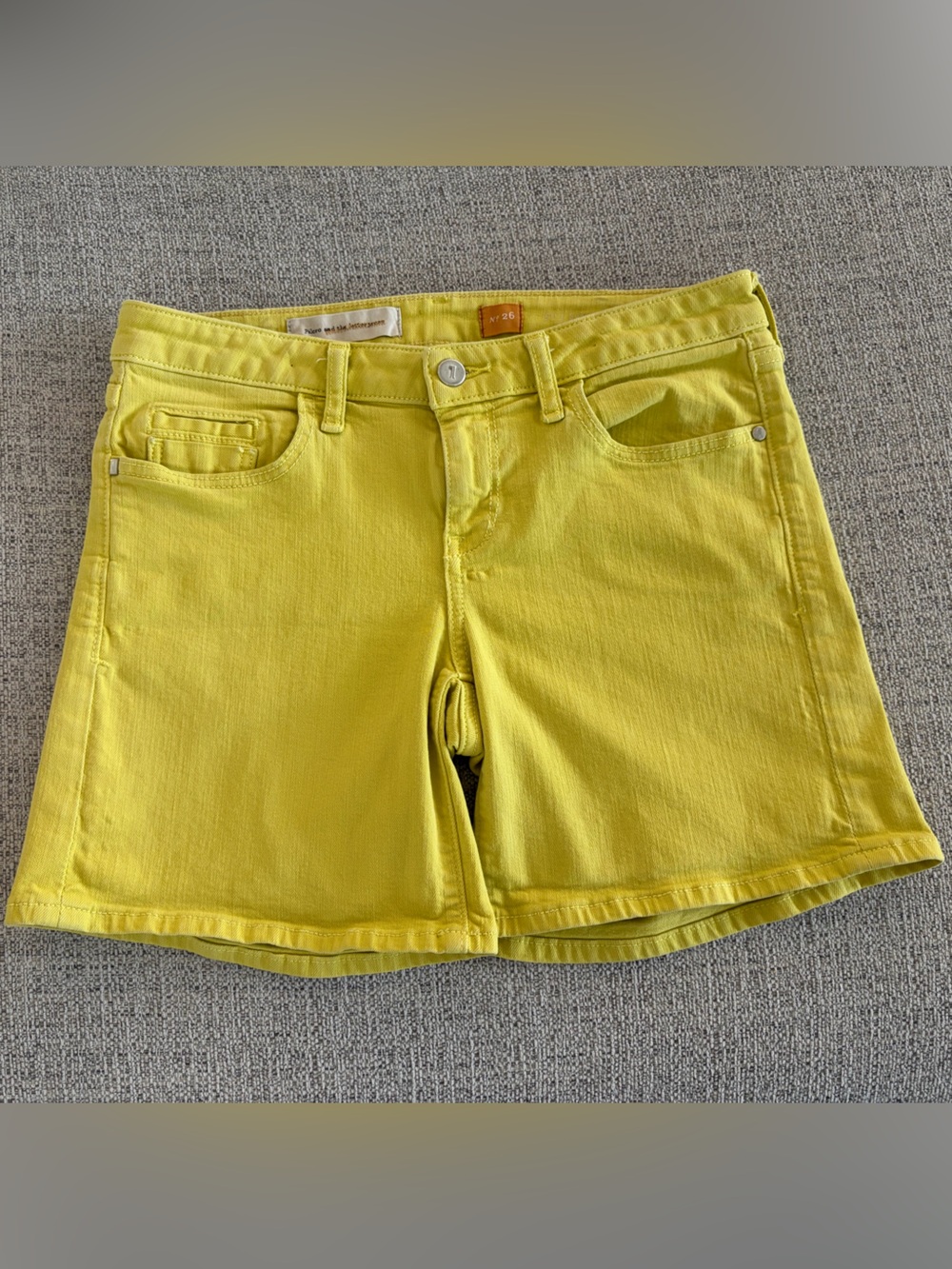 Anthropology Pilcro and the Letterpress Neon Yellow Denim Shorts Size 26